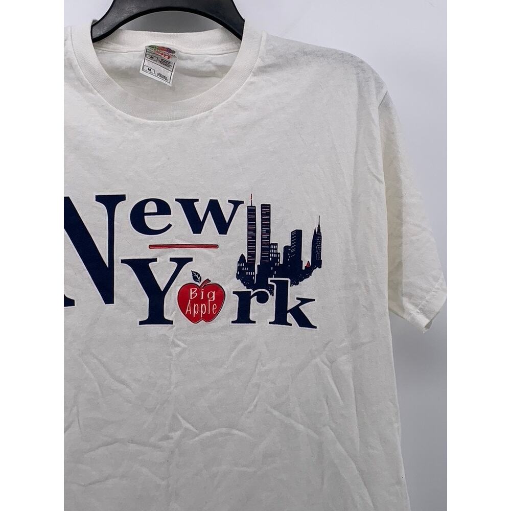 FRUIT OF THE LOOM Men's White New York Logo Crewneck Short Sleeve T-Shirt SZ M - Picture 3 of 10